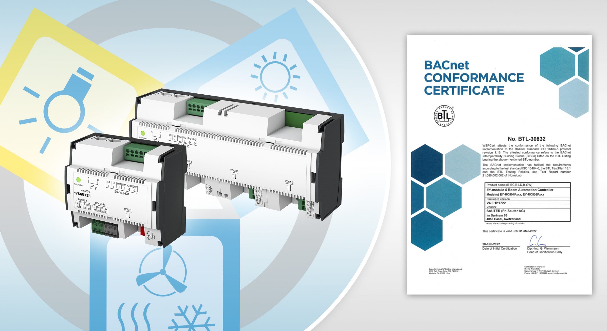 SAUTER ecos504/505: BACnet certification for the centrepiece of room automation